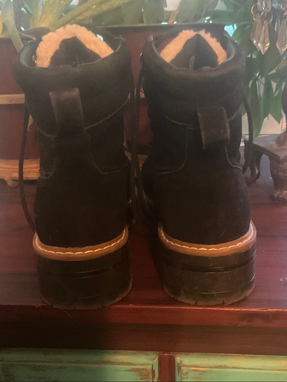 Time and Tru Black Lace-Up Fur-Lined Combat Boots - Picture 6 of 10